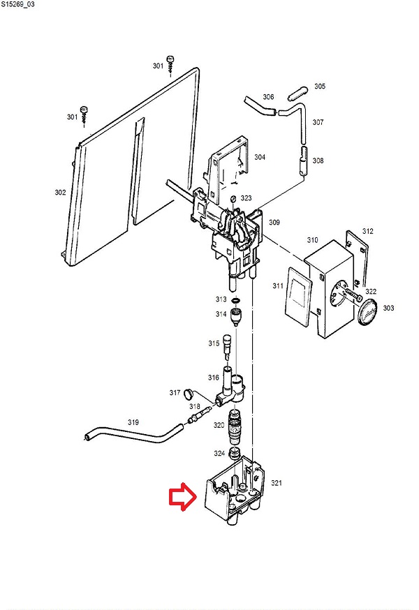 Jura A7 Dispensing Spout Cover Diagram